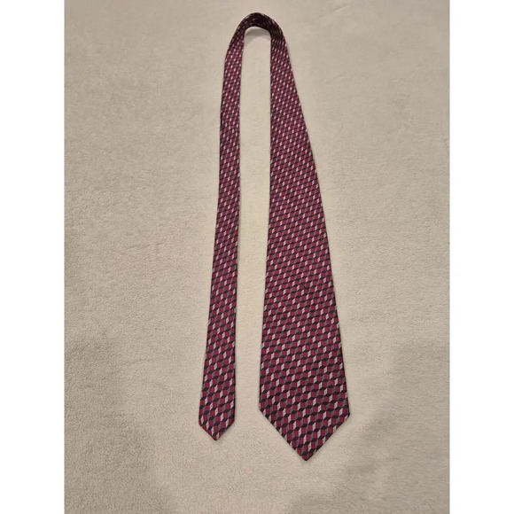 Croft & Barrow Ties Red Geometric Silk Necktie Men's Classic - Picture 6 of 8